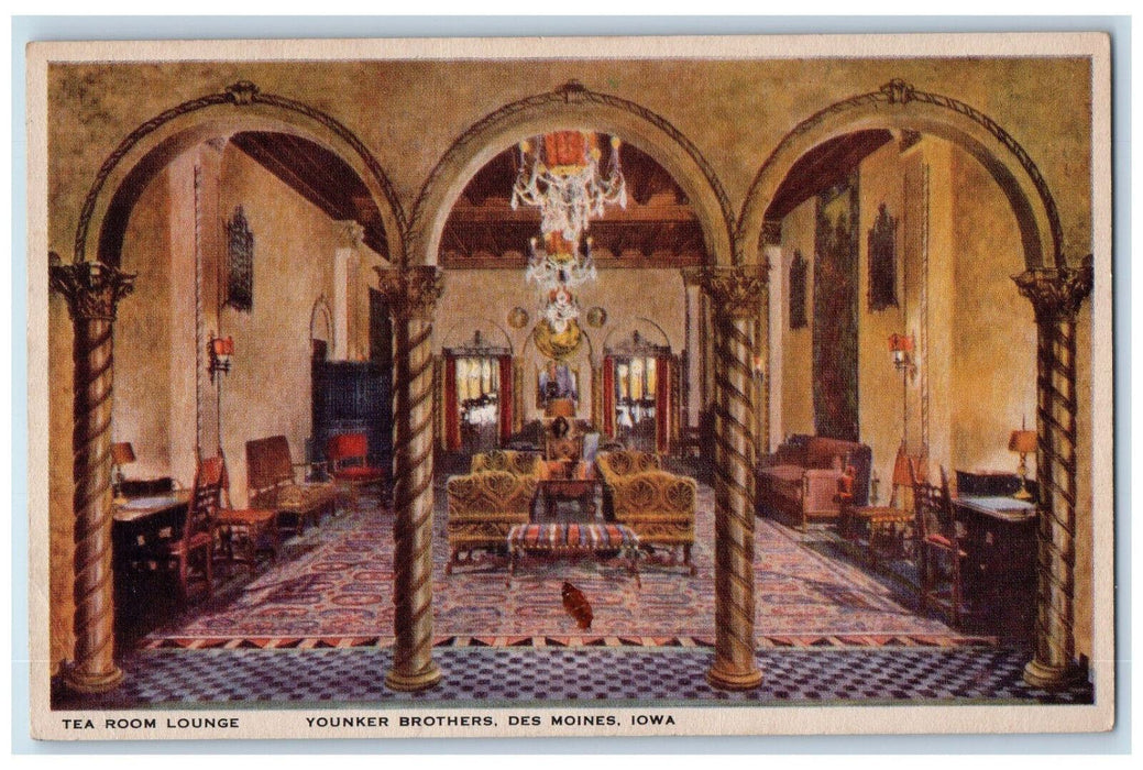 c1960's Tea Room Lounge Younker Brothers Des Moines Iowa IA Unposted Postcard