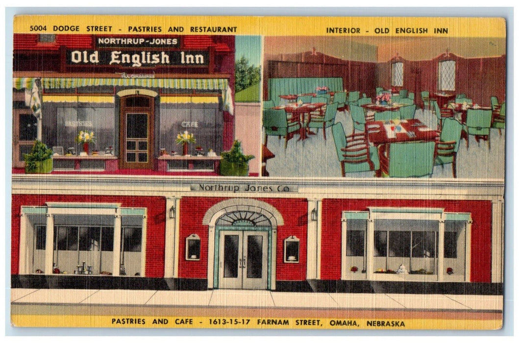 c1960's Northrup-Jones Old English Inn Omaha Nebraska NE Multiview Postcard