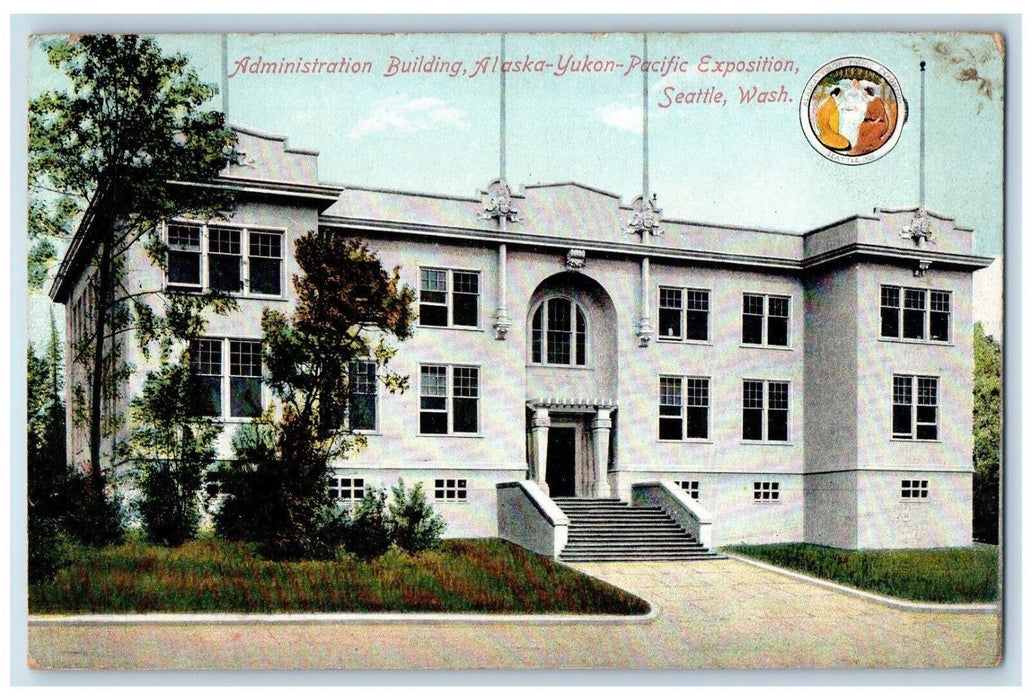 1909 Administration Building Alaska Yukon Pacific Exposition Seattle WA Postcard