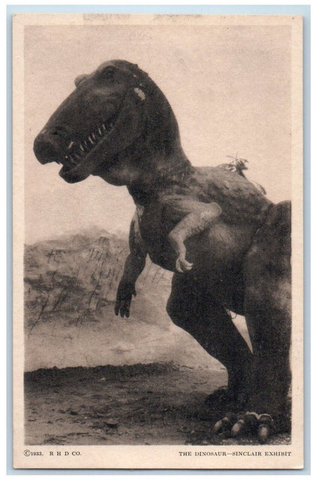 1933 The Dinosaur Sinclair Exhibit A Century Of Progress Chicago IL Postcard