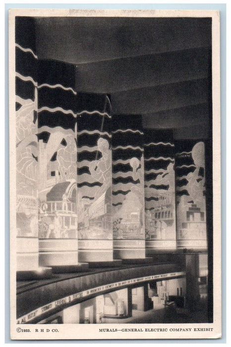 Murals General Electric Company Exhibit Century Of Progress Chicago IL Postcard