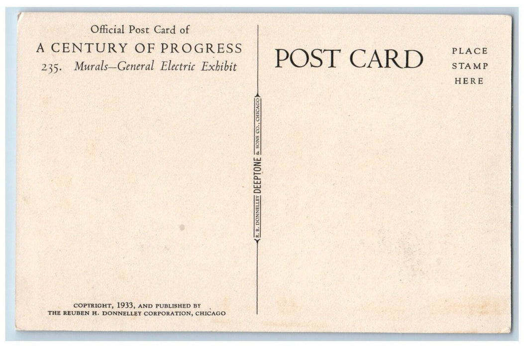 Murals General Electric Company Exhibit Century Of Progress Chicago IL Postcard