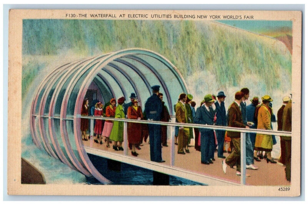 The Waterfall At Electric Utilities Building New York Word's Fair Postcard