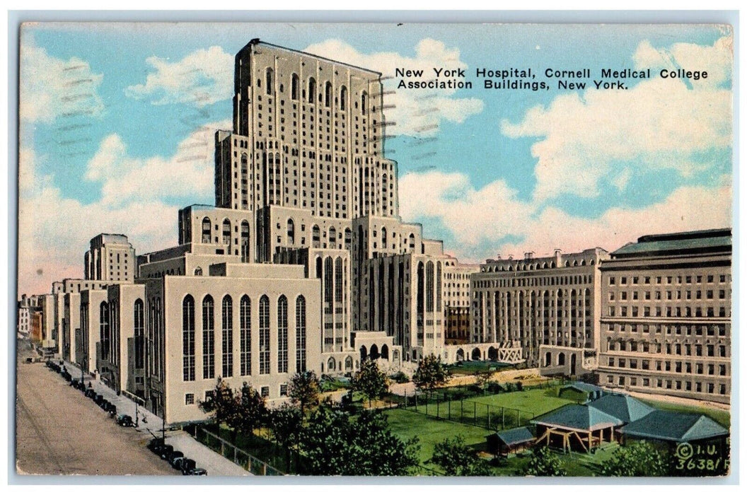 1933 New York Hospital Cornell Medical College Association Buildings NY Postcard