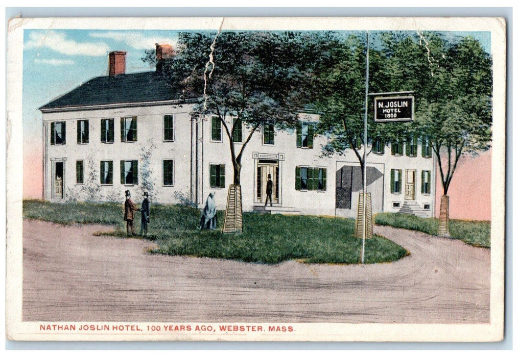 1937 Nathan Joslin Hotel Building Webster Massachusetts MA Vintage Postcard