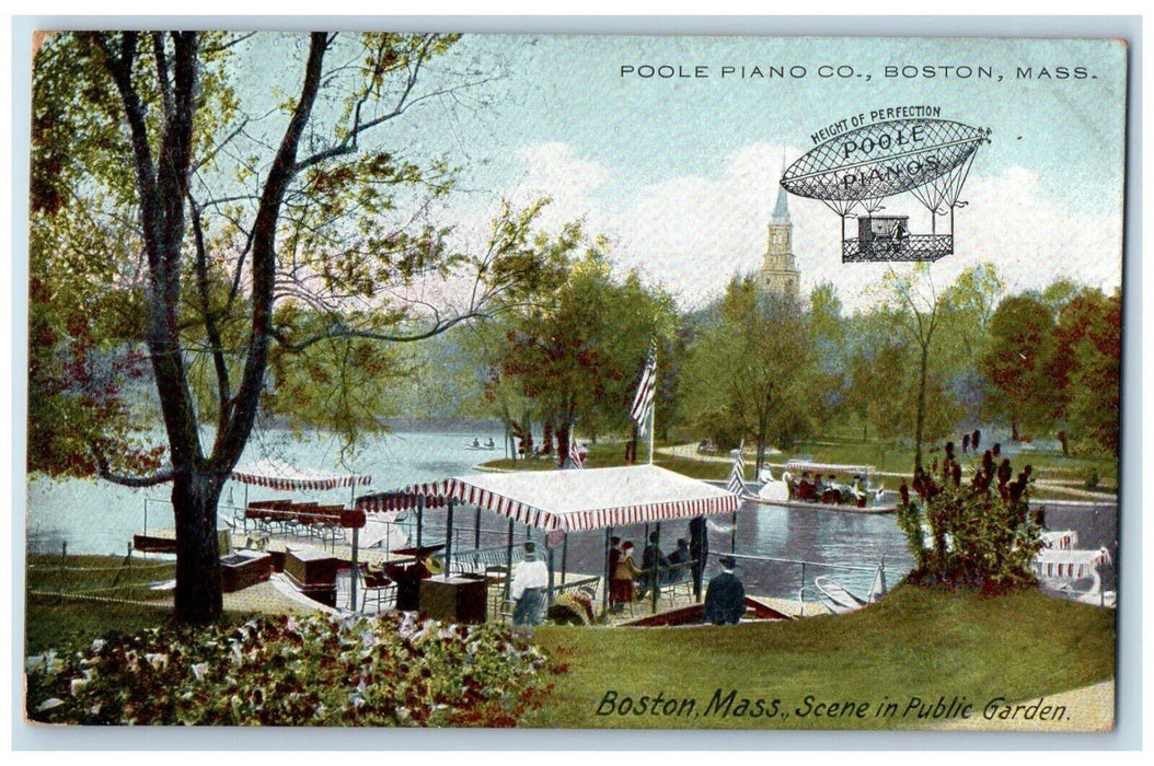 1911 Scene Public Garden Poole Piano Flowers Co Boston Massachusetts MA Postcard