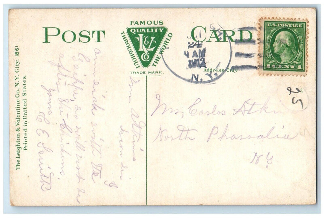 1912 Birds Eye View Public Garden Boston Massachusetts MA Poole Piano Postcard