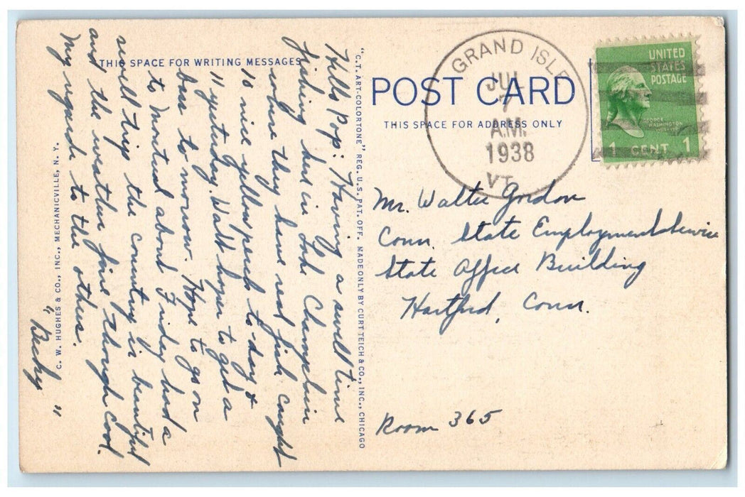 1938 New Bridge Across Lake Champlain Ruses Point NY, Alburgh VT Posted Postcard