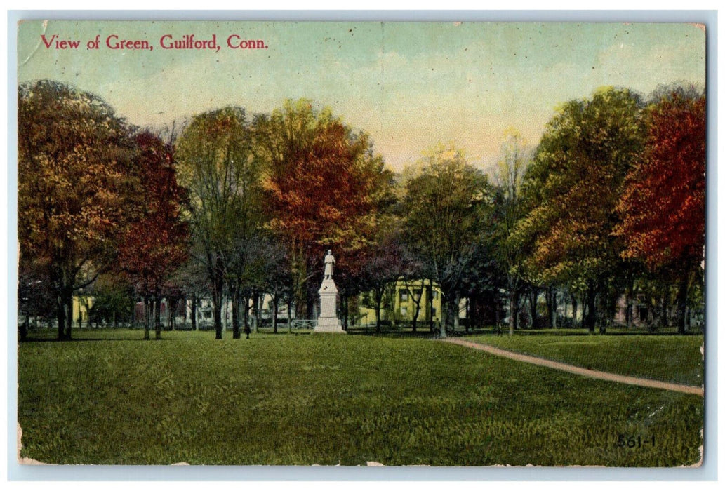 1912 Monument View of Green Guilford Connecticut CT Leete Island CT Postcard