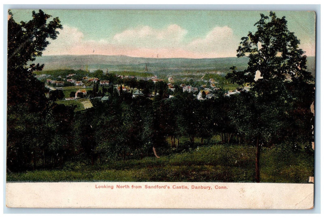c1905 Looking North from Sandford's Castle Danbury Connecticut CT Postcard