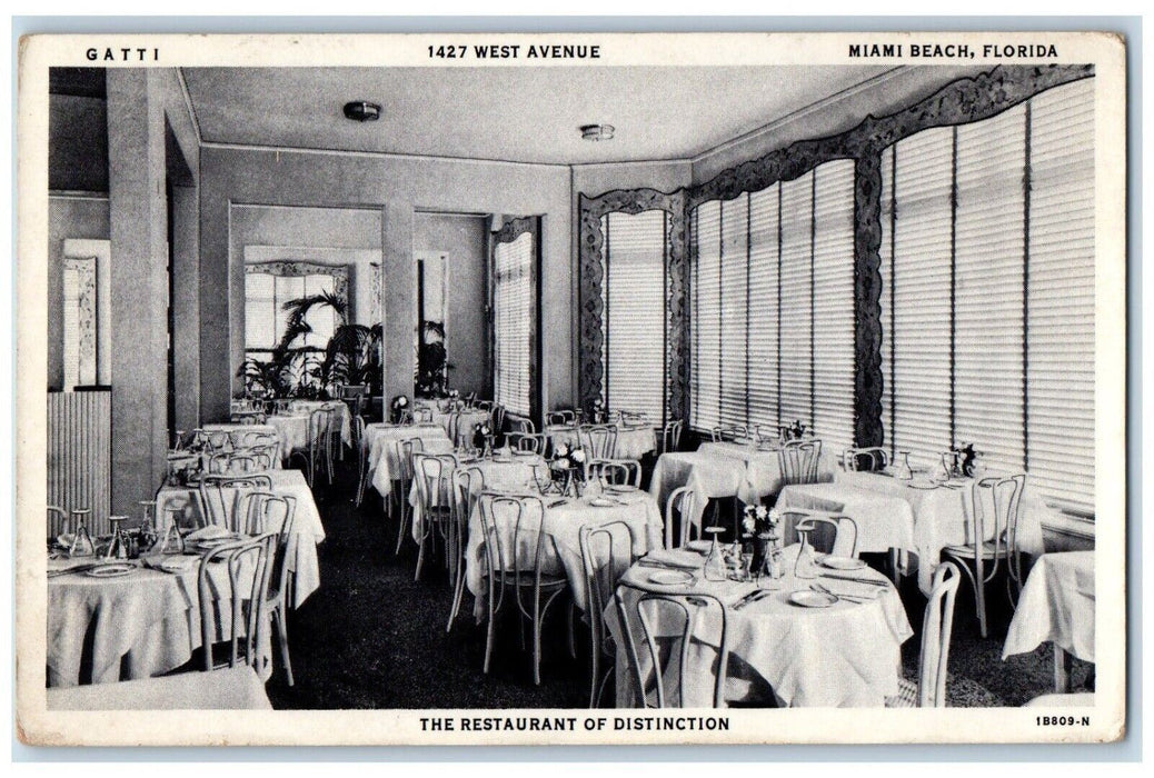 The Restaurant Of Distinction Dining Room Miami Beach Florida FL Postcard