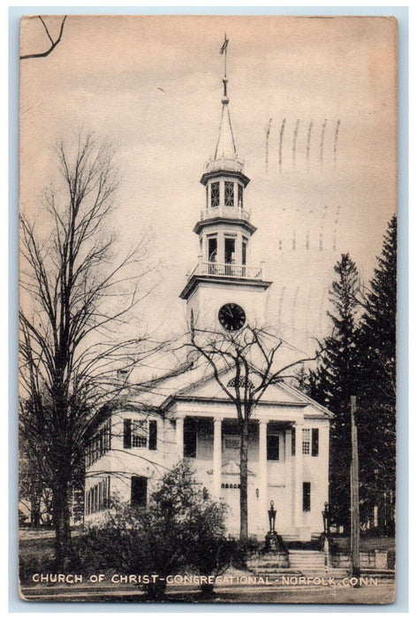 1947 Church of Christ Congregational Norfolk Connecticut CT Postcard