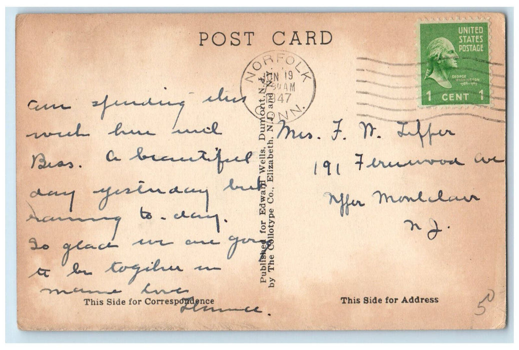 1947 Church of Christ Congregational Norfolk Connecticut CT Postcard