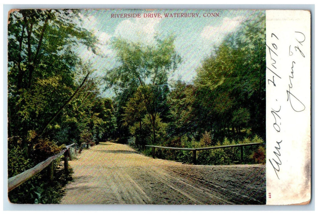 1907 Riverside Drive Waterbury Connecticut CT Antique Posted Postcard