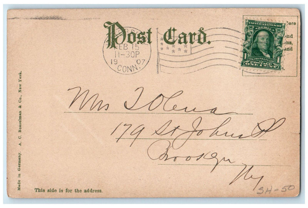1907 Riverside Drive Waterbury Connecticut CT Antique Posted Postcard