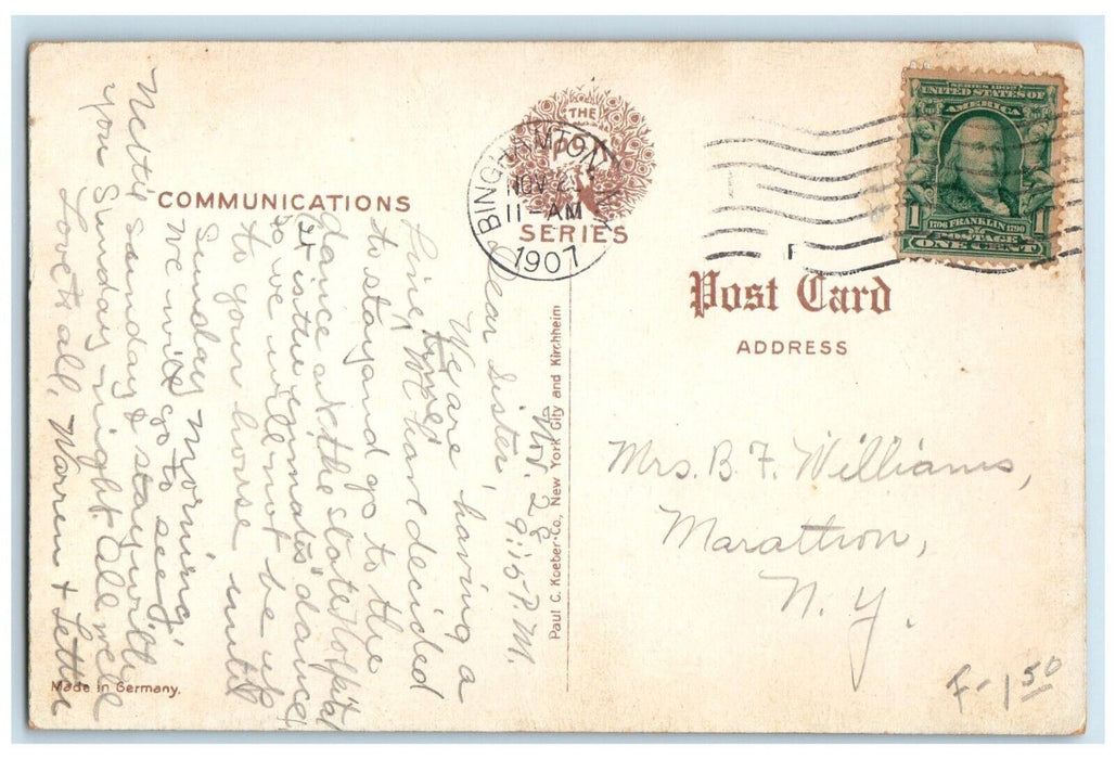 1907 View Of First Presbyterian Church Binghamton New York NY Antique Postcard