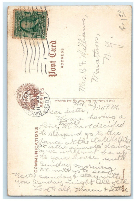 1907 View Of First Presbyterian Church Binghamton New York NY Antique Postcard
