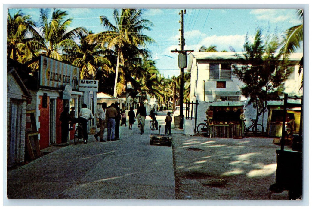 c1950's Typical Street Queen's Highway Alicetown North Bimini Bahamas Postcard