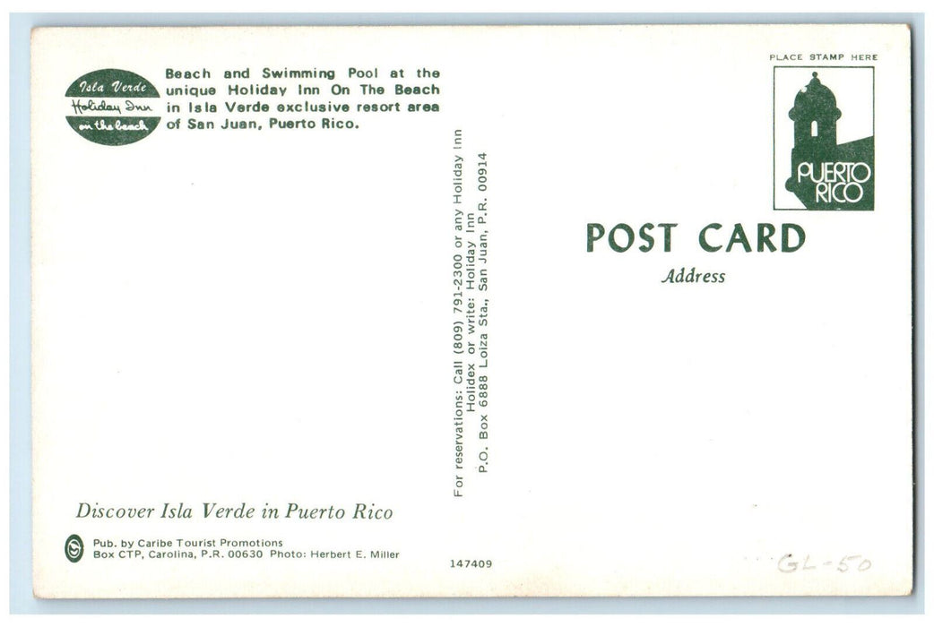 c1960's Holiday Inn Isla Verde Beach Resort San Juan Puerto Rico Postcard