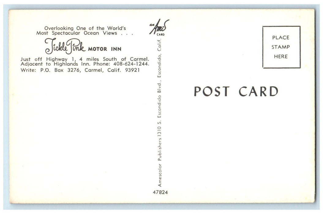 c1950's Tickle Pink Motor Inn Carmel By-the-Sea California CA Dual View Postcard