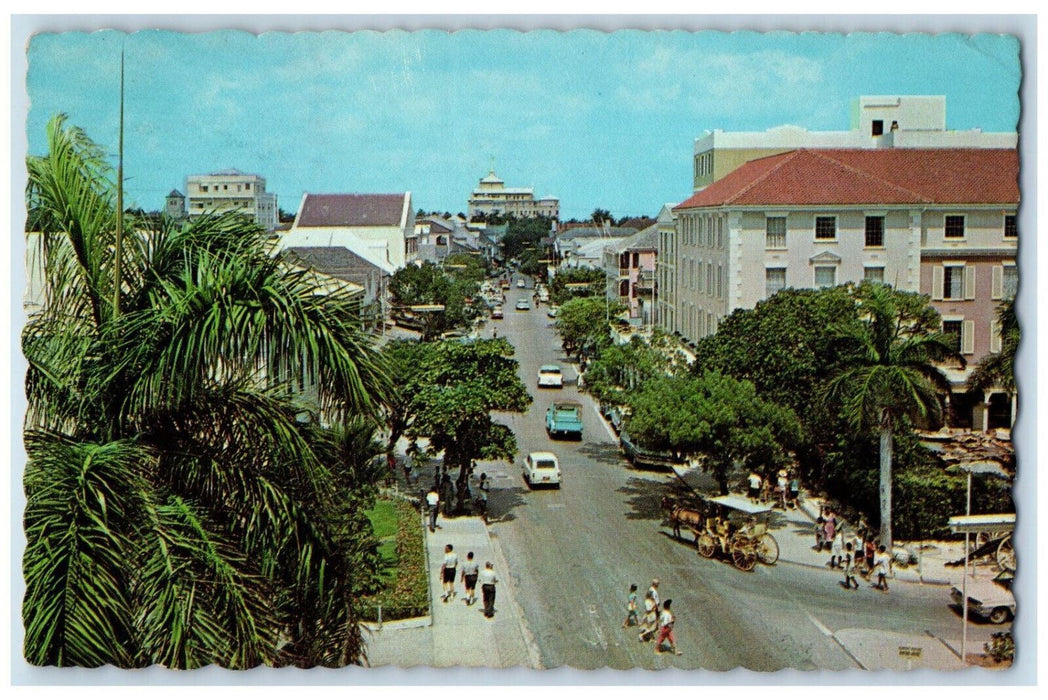 1966 Nassau In The Bahamas Busy Bay Street Main Shopping Street Postcard