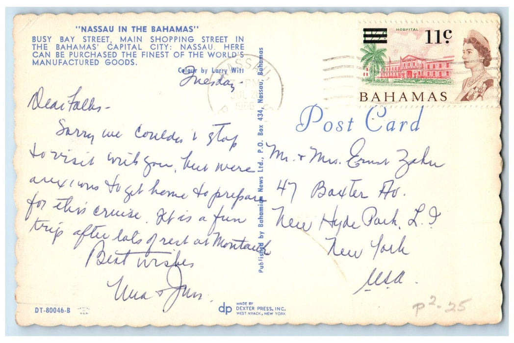 1966 Nassau In The Bahamas Busy Bay Street Main Shopping Street Postcard
