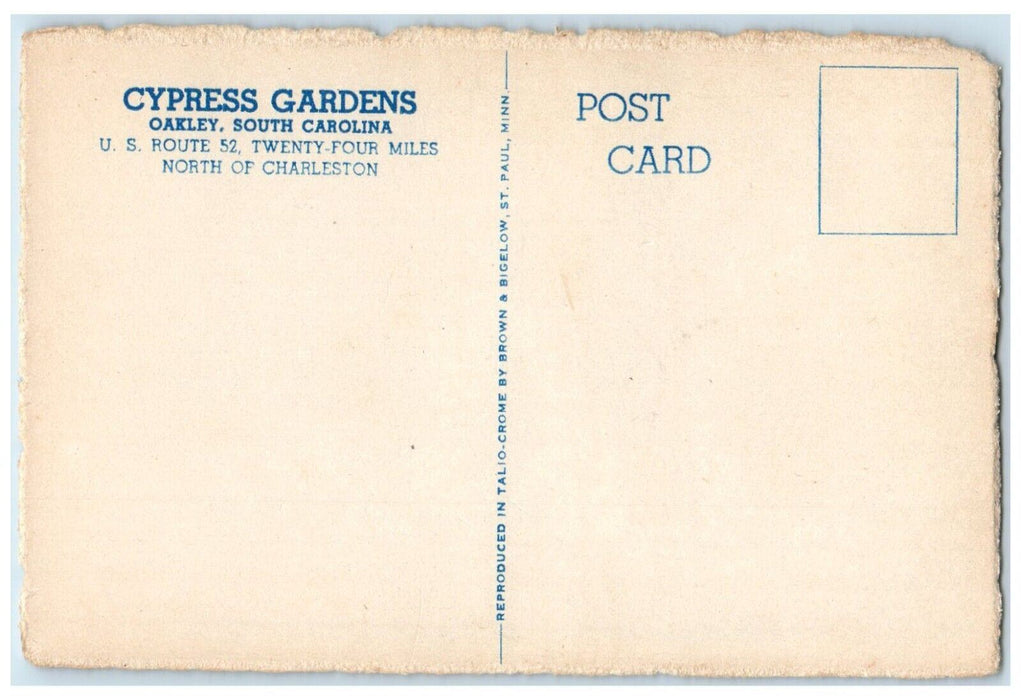 c1930's Cypress Gardens Oakley South Carolina SC Unposted Vintage Postcard