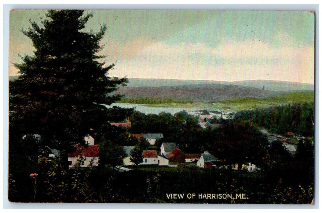 c1910's Bird's Eye View Of Harrison Maine ME Unposted Antique Postcard