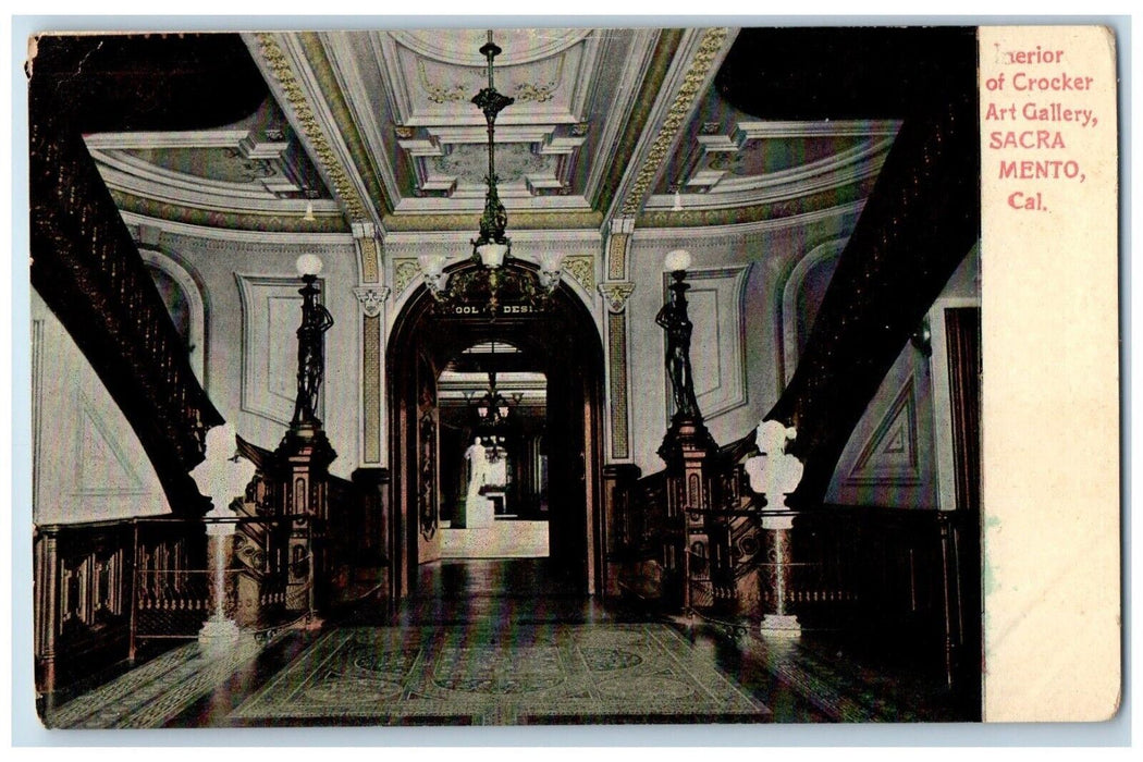 c1910's Interior Of Crocker Art Gallery Sacramento California CA Postcard