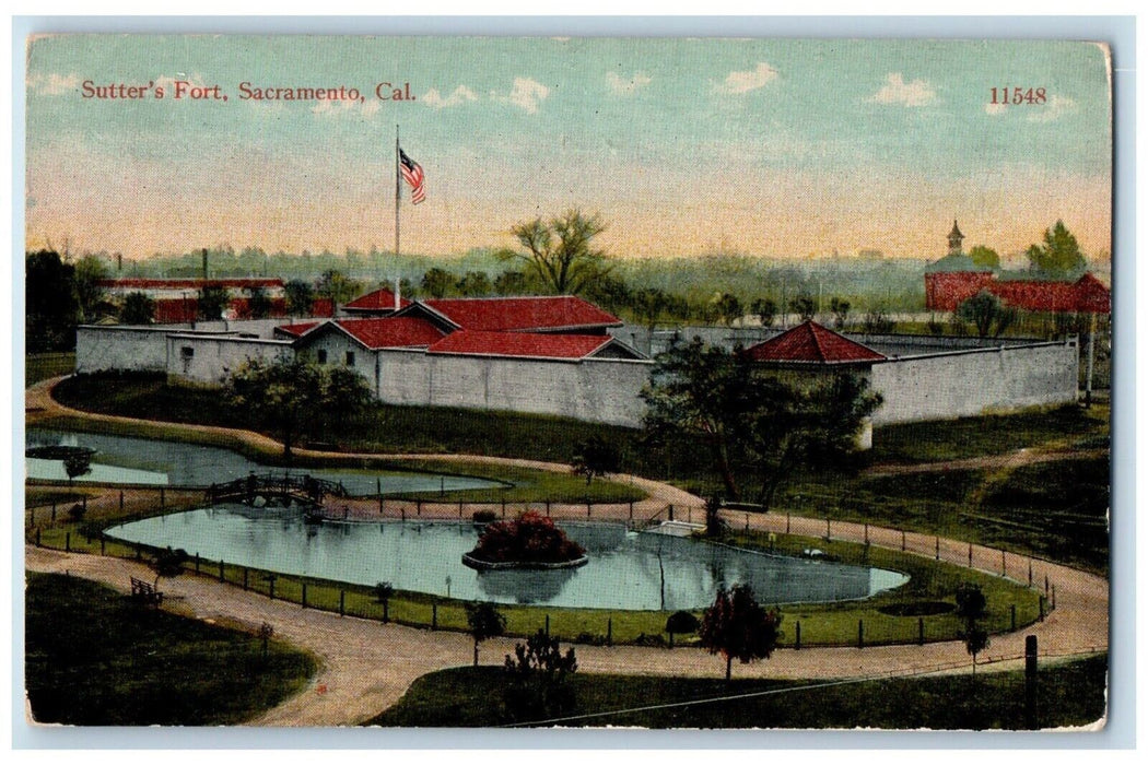 c1910's View Of Sutter's Fort Sacramento California CA Unposted Antique Postcard