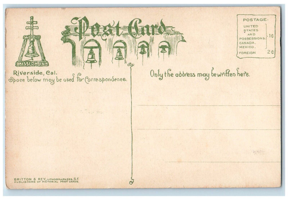 c1910's Glenwood Mission Inn Riverside California CA Unposted Antique Postcard