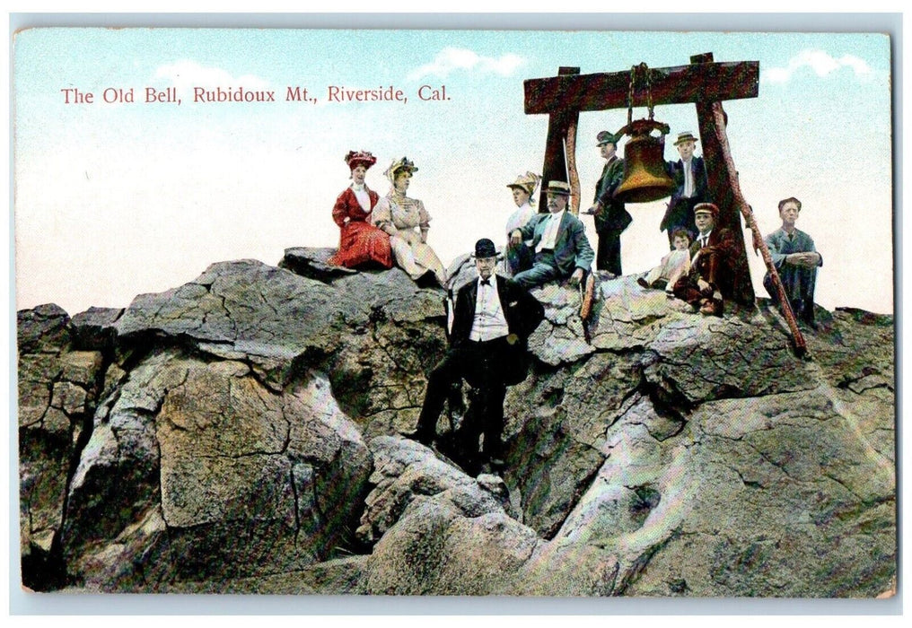 The Old Bell Rubiodoux Mt. People On The Top Riverside California CA Postcard