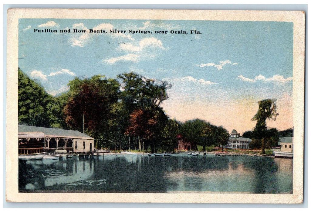 1916 Pavilion and Row Boats Silver Springs Near Ocala FL Posted Postcard