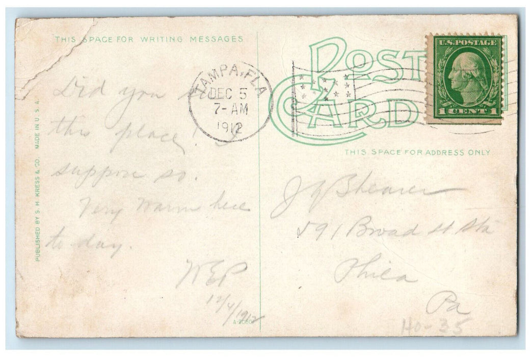 1912 Hillsboro River and City Park from Lafayette Street Bridge FL Postcard
