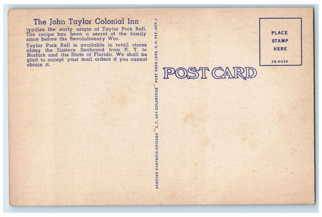 c1960's The Famous John Taylor Colonial Inn Atlantic City NJ Postcard