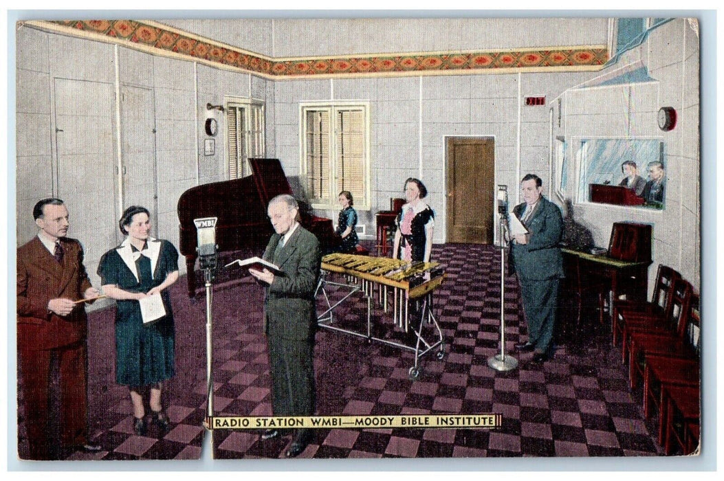 1941 Radio Statiom WMBI Moody Bible Institute Place Chicago Illinois IL Postcard