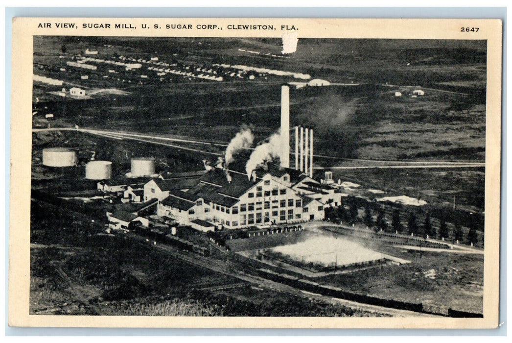 c1950's Air View Sugar Mill U.S. Sugar Corp Clewiston Florida FL Postcard