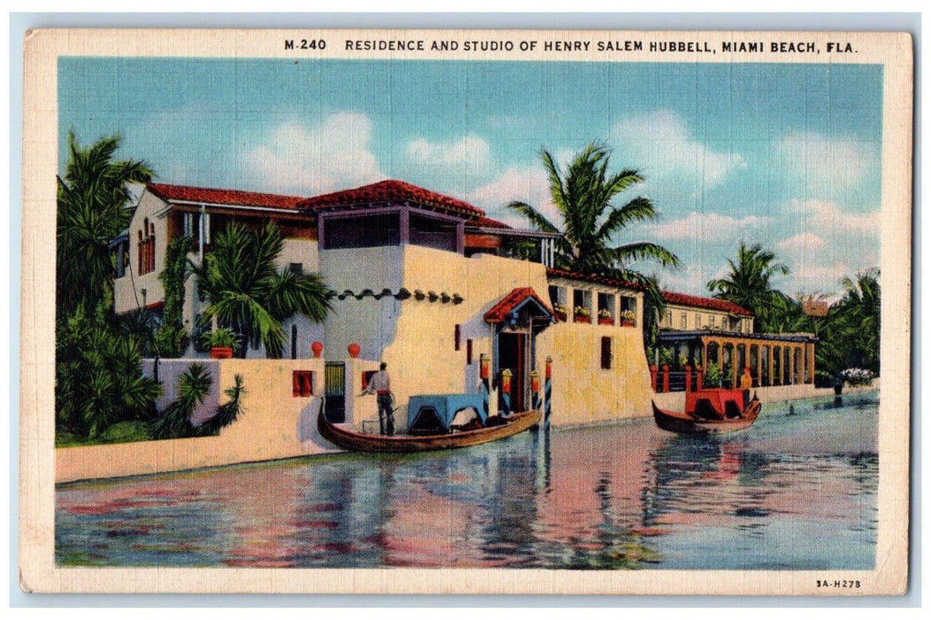 1934 Residence and Studio of Henry Salem Hubbell Miami Beach FL Postcard