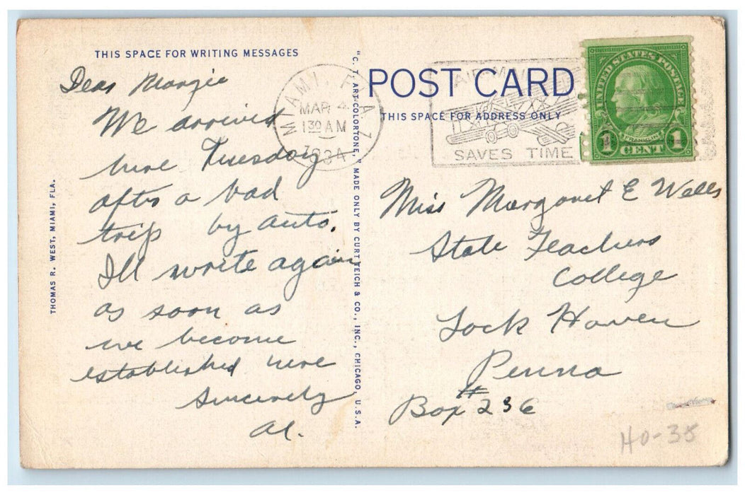 1934 Residence and Studio of Henry Salem Hubbell Miami Beach FL Postcard