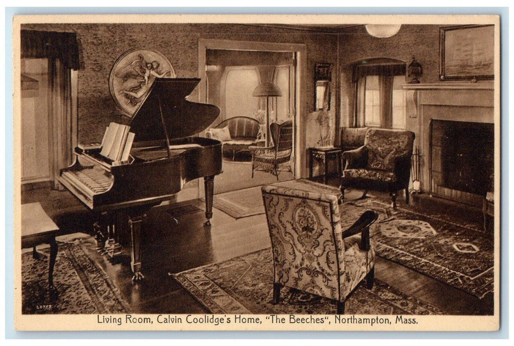 1920 Living Room Calvin Coolidge Home Beeches Northampton Massachusetts Postcard