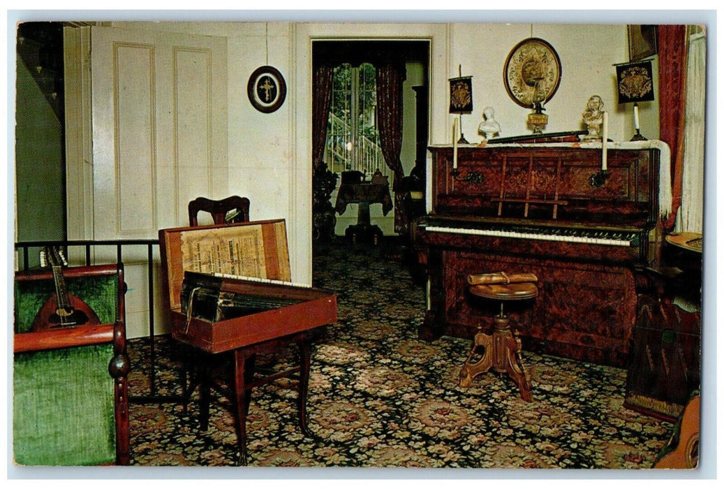 c1960 Music Room Whaley House Old Town Center Room San Diego California Postcard