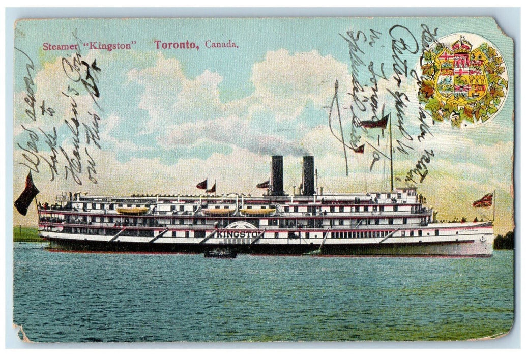 1909 Steamer "Kingston" Toronto Canada Posted Antique Private Postcard