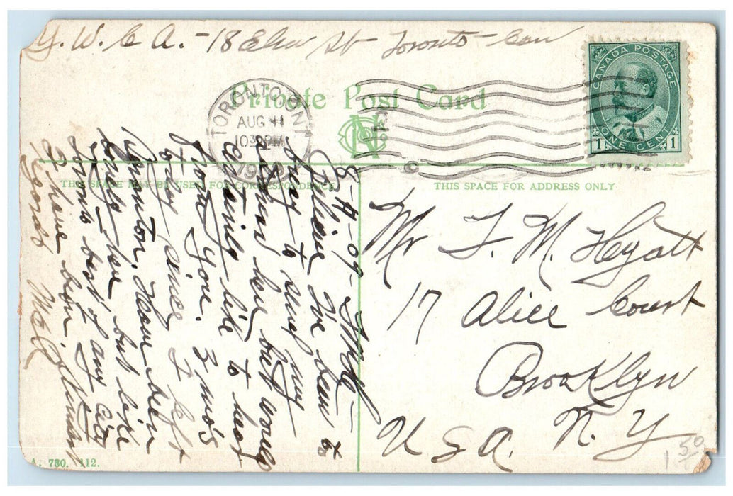 1909 Steamer "Kingston" Toronto Canada Posted Antique Private Postcard