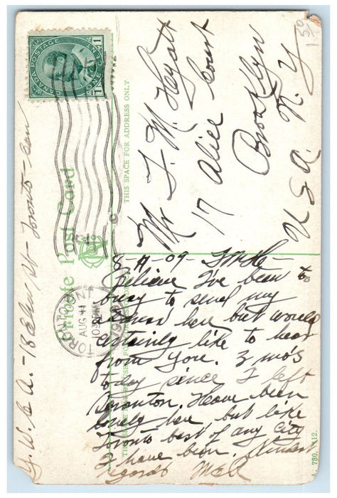 1909 Steamer "Kingston" Toronto Canada Posted Antique Private Postcard