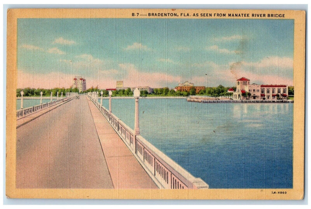 1948 As Seen From Manatee River Bridge Car House  Bradenton Florida FL Postcard