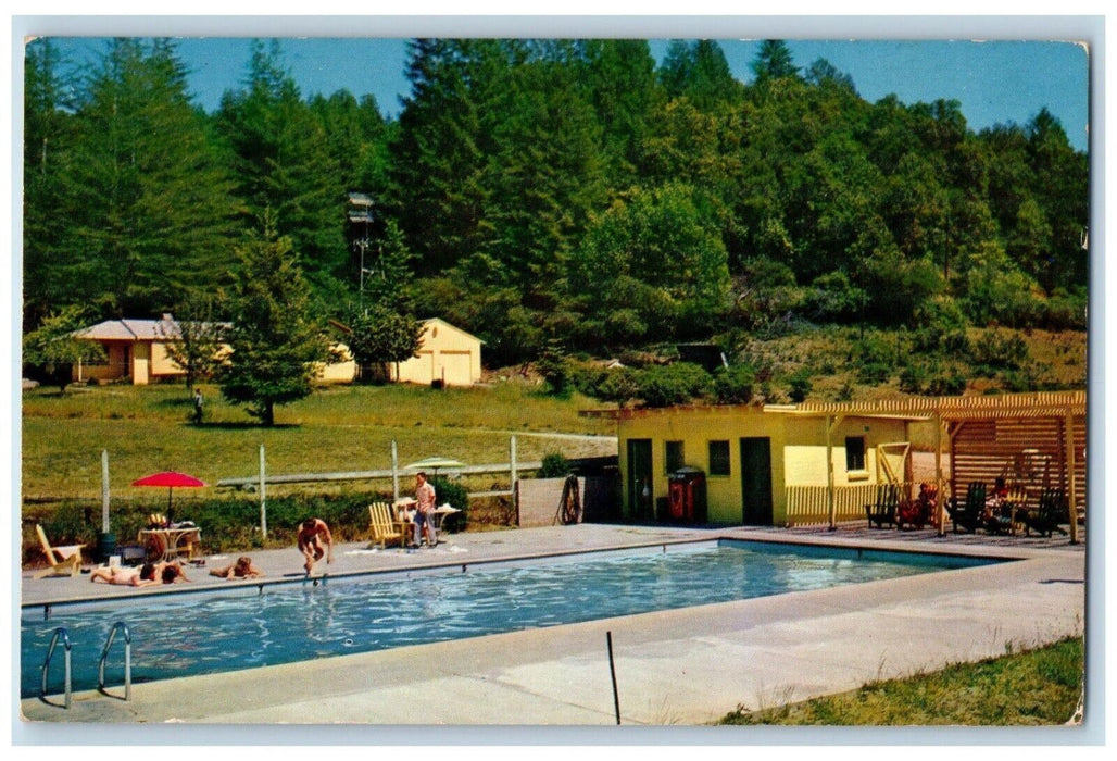 Sgarlato's Sunnyview Lodge Swimming Pool Boulder Creek California CA Postcard