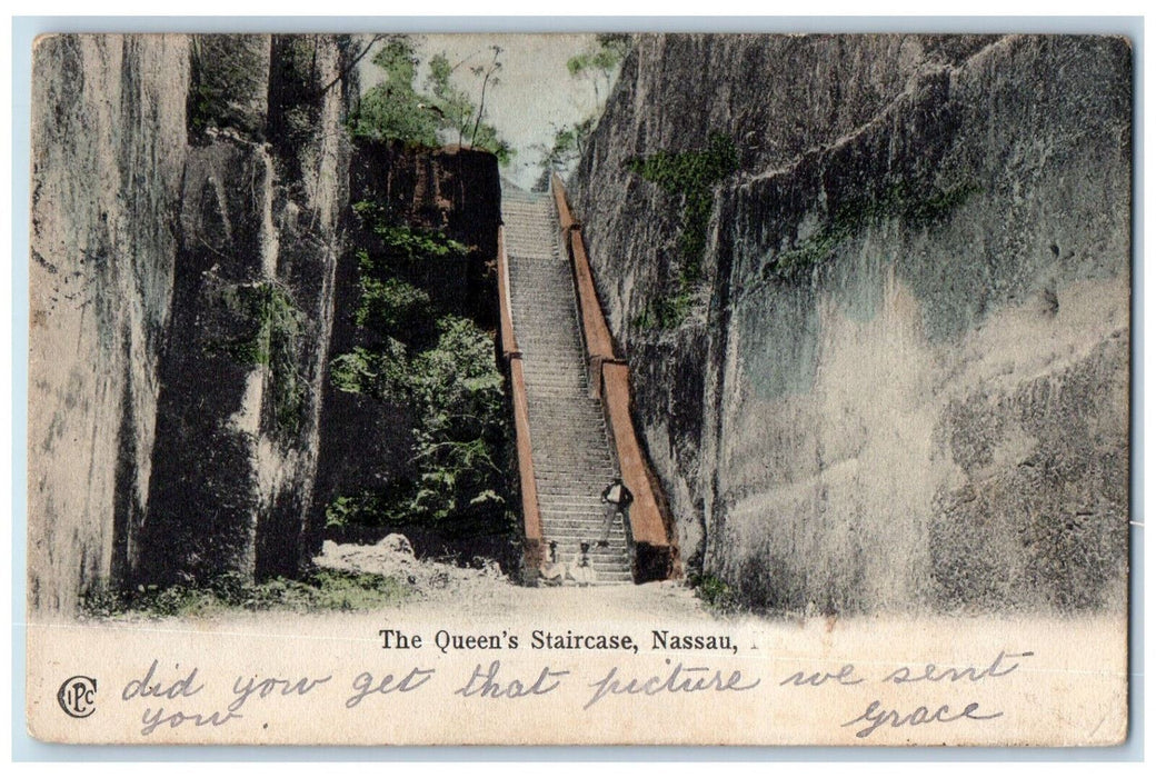 1906 Long Stairs The Queen's Staircase Nassau Bahamas Livermore PA Postcard
