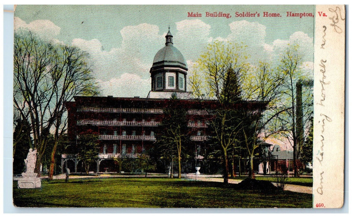 1907 Main Building Soldier's Home Hampton Virginia VA Salisbury MD Postcard