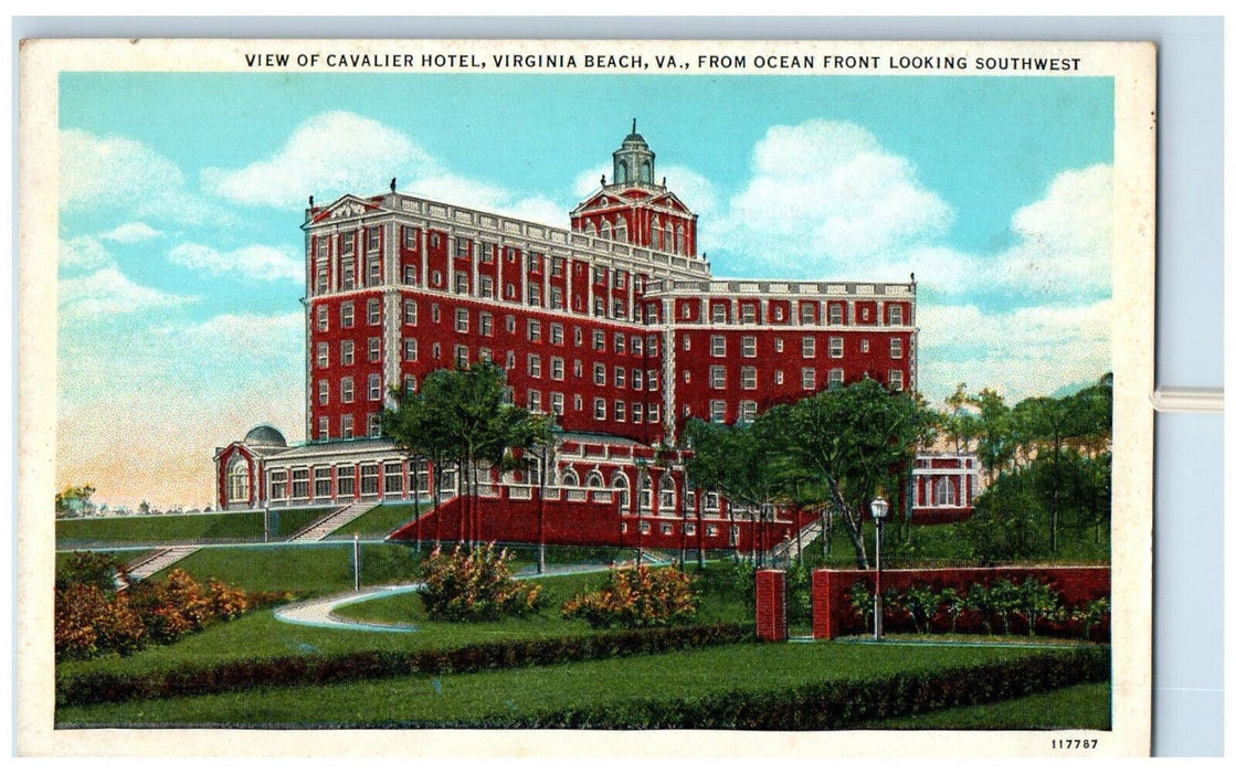 c1930's View from Cavalier Hotel Ocean Front Virginia Beach Virginia VA Postcard