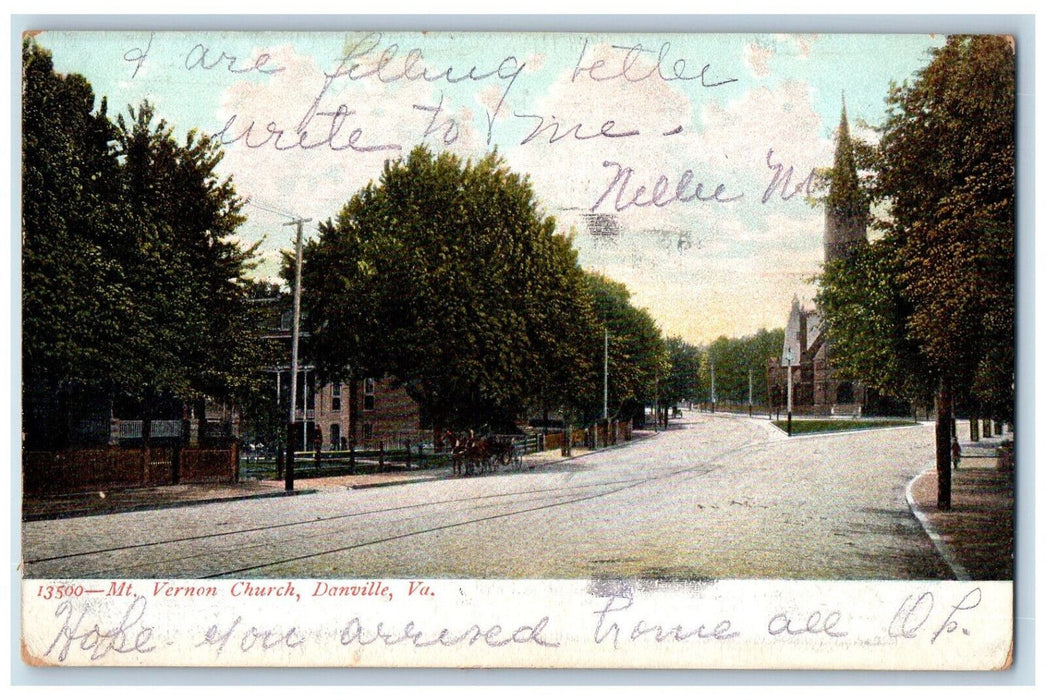 1907 Mount Vernon Church Danville Virginia VA Antique Posted Postcard